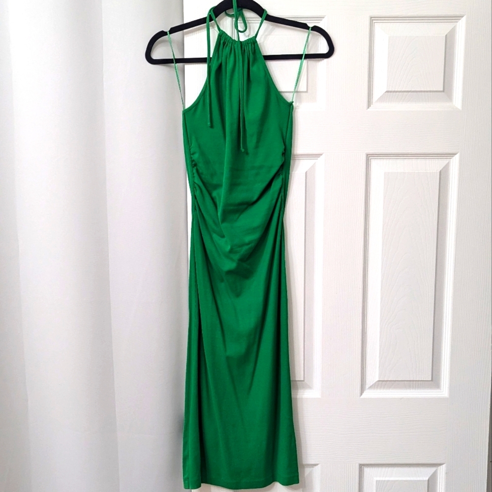 Zara green open back dress